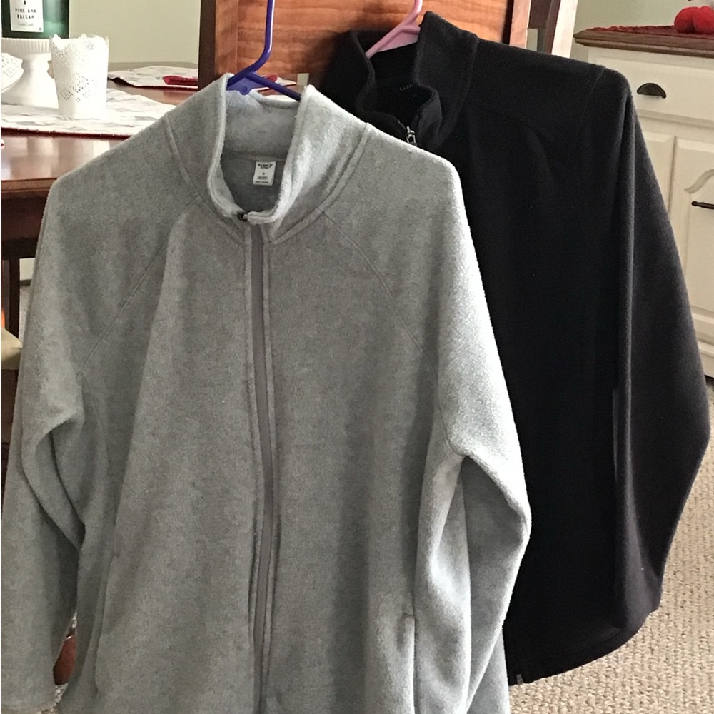 SOLD Lands End black fleece & Old Navy grey fleece. Full zipper.